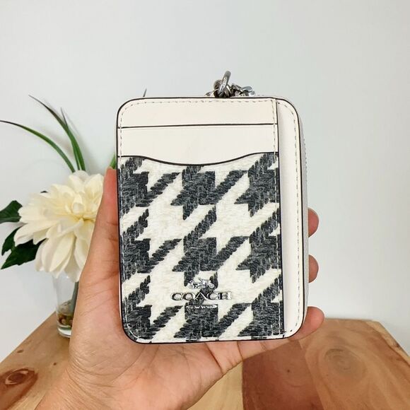 NWT Coach Zip Card Case With Houndstooth Print - Picture 3 of 7